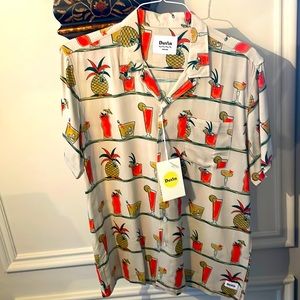 Duvin Design Men’s Tropical Short Sleeve Cocktail Shirt Size M